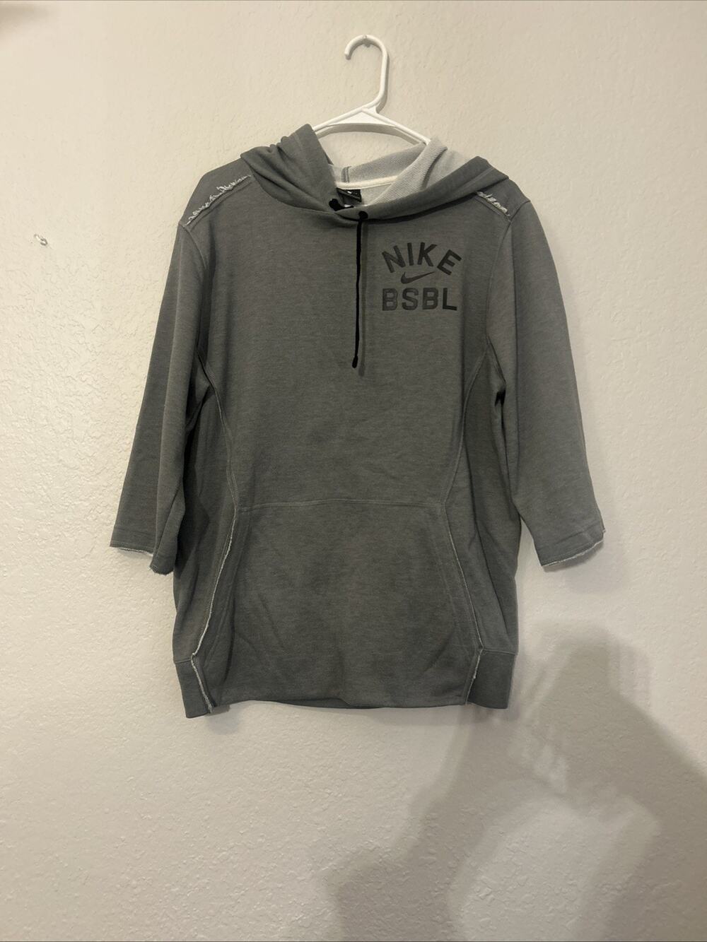 Nike BSBL Hoodie Dri-Fit Half Sleeve Gray Pullover Men Small Baseball Fitness